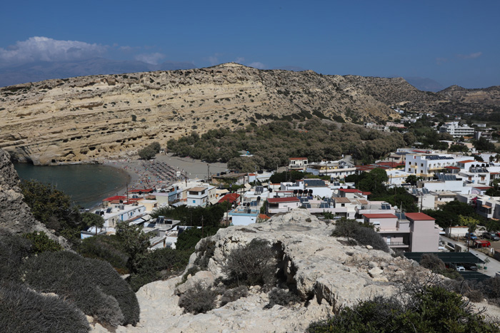 Kreta, Matala, Panorama, Blick Ortsmitte - mittelmeer-reise-und-meer.de
